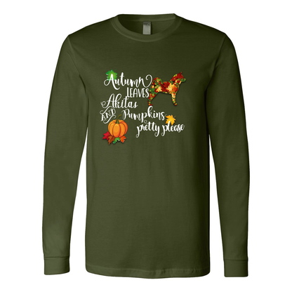 Falling Leaves Akita Unisex LS Wht - WagALotBowWow