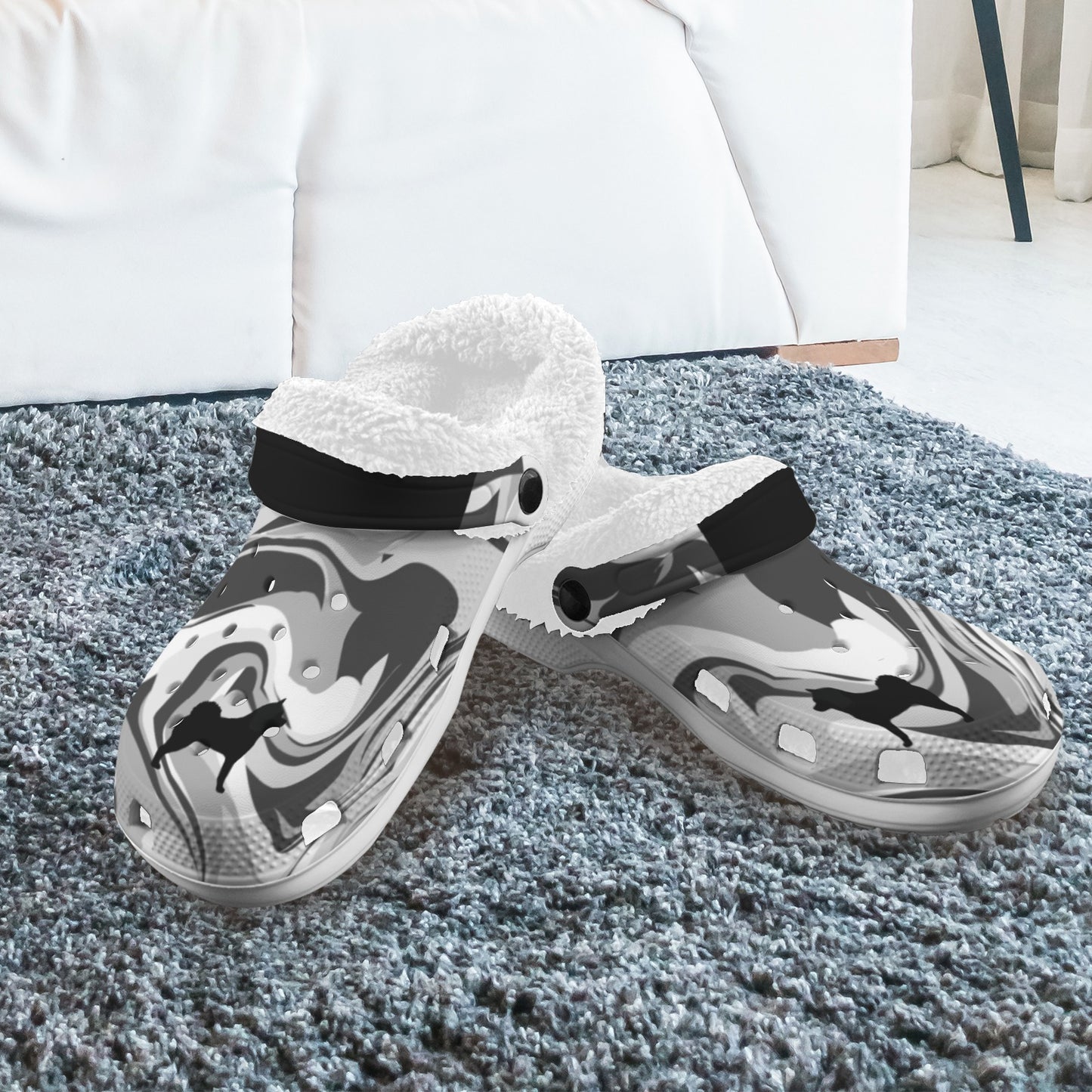 Fleece lined Foam Clogs For Adults White Fleece Lined Foam Clogs for Adults - WagALotBowWow