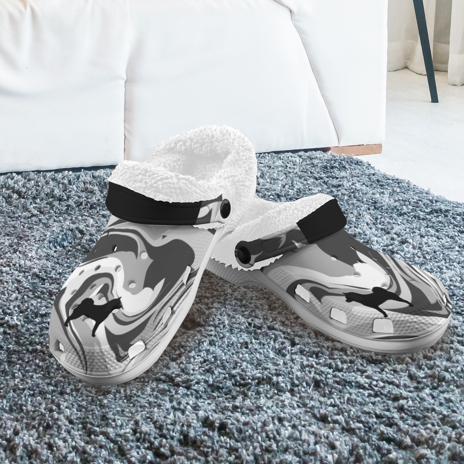 Fleece lined Foam Clogs For Adults White Fleece Lined Foam Clogs for Adults - WagALotBowWow