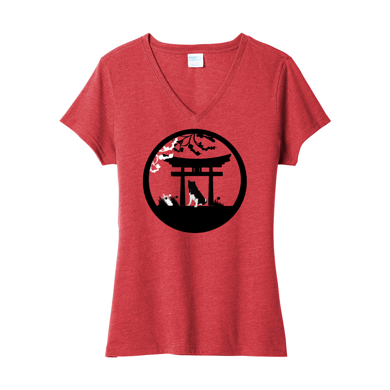 Akita Gate V-Neck Womens SS - WagALotBowWow