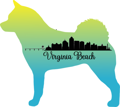 VA Beach Akita Bubble-free stickers - WagALotBowWow
