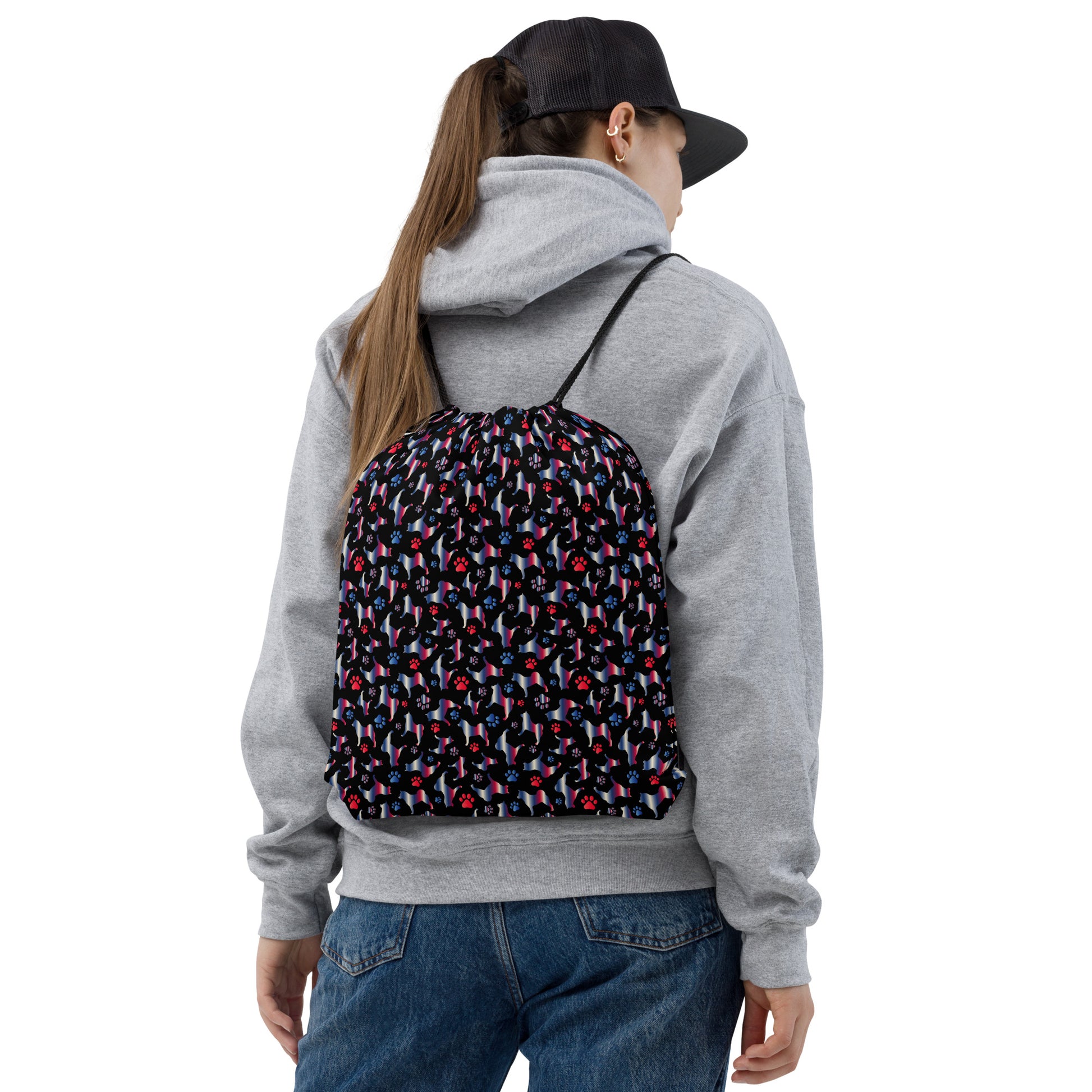 Akita Paw Drawstring bag - WagALotBowWow