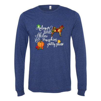 Falling Leaves Akita Unisex LS Wht - WagALotBowWow