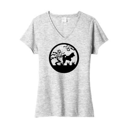 Akita Tree Ladies V-Neck SS - WagALotBowWow