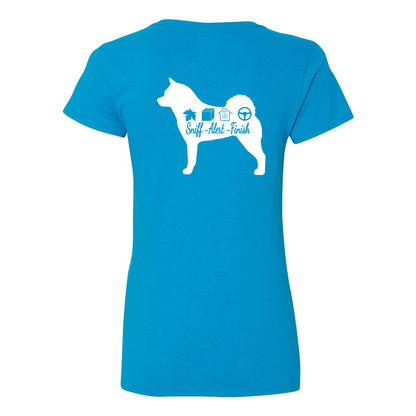 Akita Scent F/B Women's V-Neck T-Shirt - WagALotBowWow