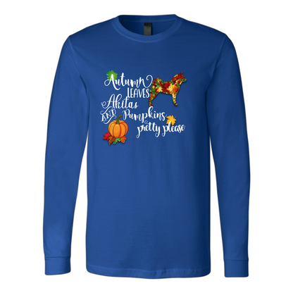 Falling Leaves Akita Unisex LS Wht - WagALotBowWow