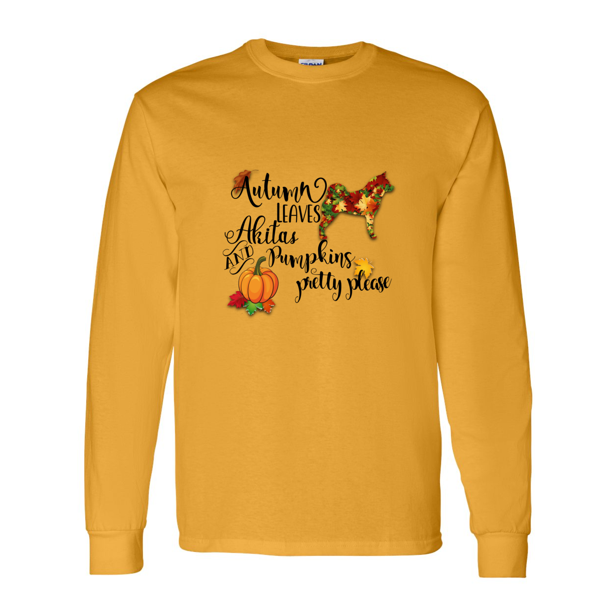 Autumn Akita BLK Cotton Long Sleeve T-Shirt - WagALotBowWow