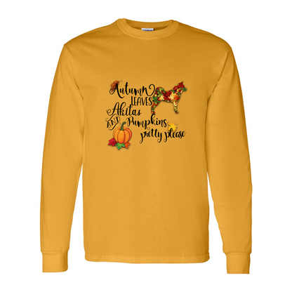 Autumn Akita BLK Cotton Long Sleeve T-Shirt - WagALotBowWow