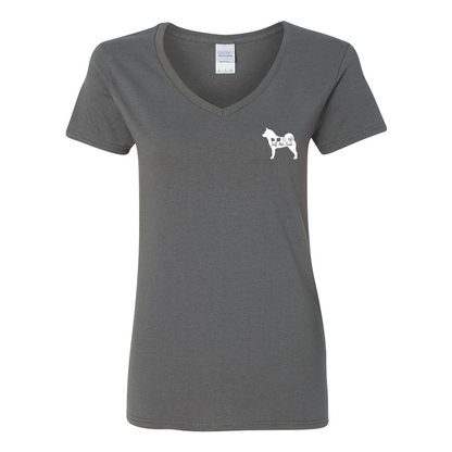 Akita Scent F/B Women's V-Neck T-Shirt - WagALotBowWow