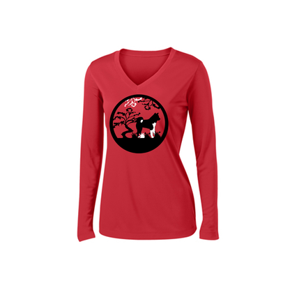 Akita Tree Womens V-Neck LS - WagALotBowWow
