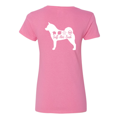 Akita Scent F/B Women's V-Neck T-Shirt - WagALotBowWow