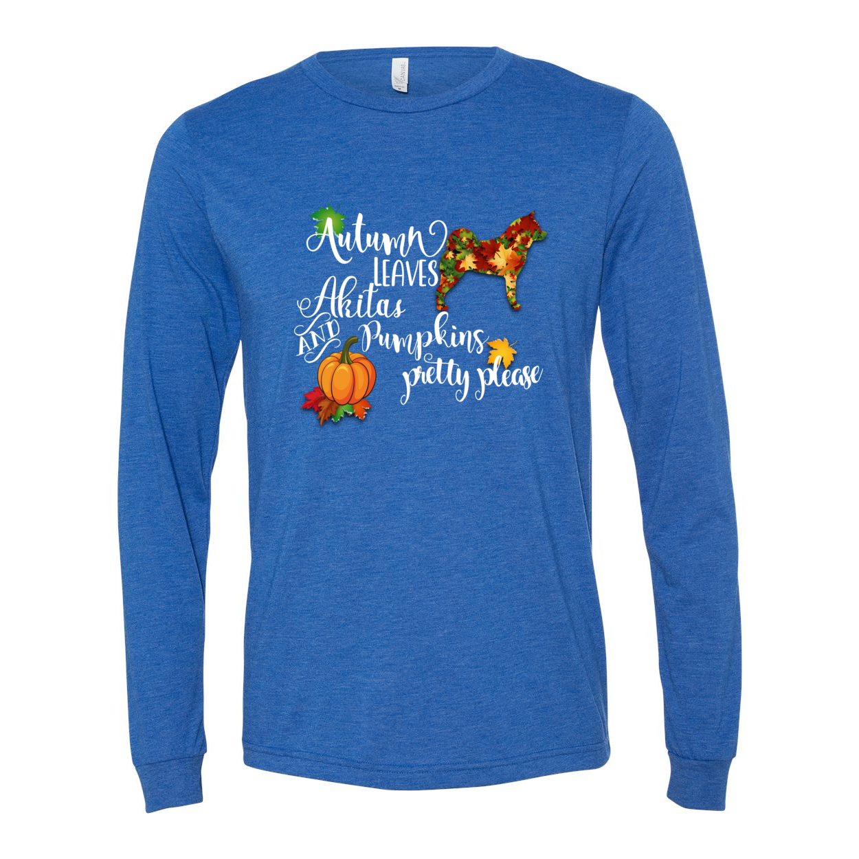 Falling Leaves Akita Unisex LS Wht - WagALotBowWow