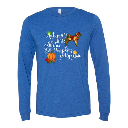 Falling Leaves Akita Unisex LS Wht - WagALotBowWow