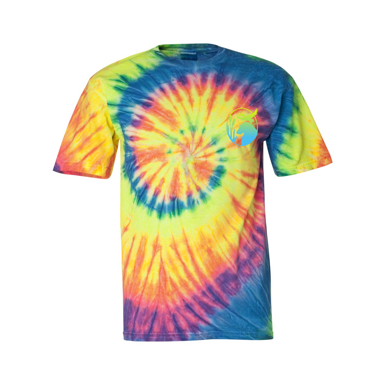 Flatty Life Front/Bac Spiral Tie-Dyed T-Shirt - WagALotBowWow