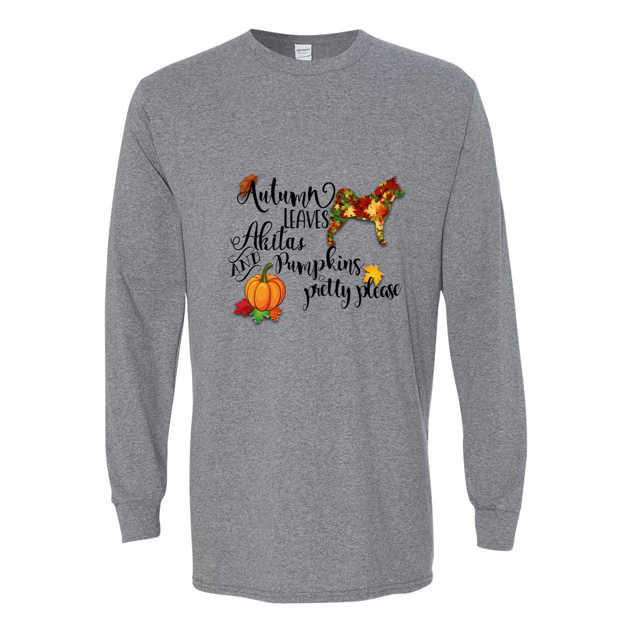 Autumn Akita BLK Cotton Long Sleeve T-Shirt - WagALotBowWow