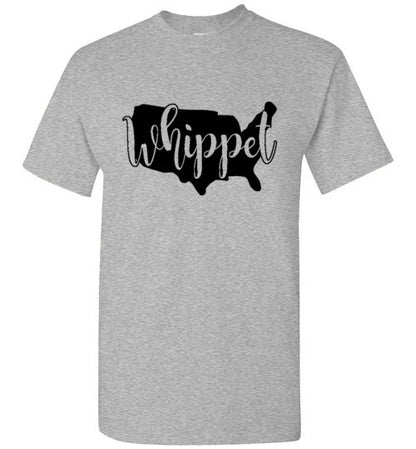 USA Whippet Gildan SS Unisex Adult & Youth Unisex TShirt Black Print - WagALotBowWow