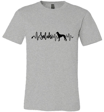 Saluki Heartbeat Unisex Short Sleeve Shirt Black - WagALotBowWow