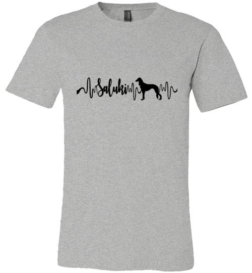 Saluki Heartbeat Unisex Short Sleeve Shirt Black - WagALotBowWow