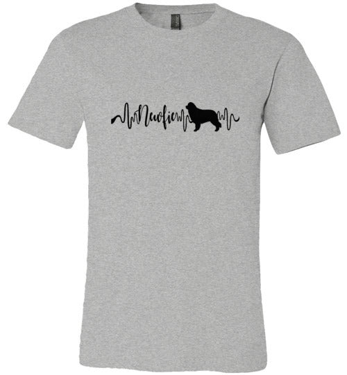Newfie Heartbeat Unisex Short Sleeve Shirt Black - WagALotBowWow