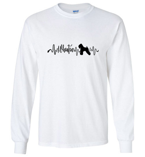 Wheaten Heartbeat Gildan Unisex Long Sleeve T-Shirt Black - WagALotBowWow