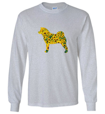 Sunflower Akita LongSleeve & Hoodie - WagALotBowWow