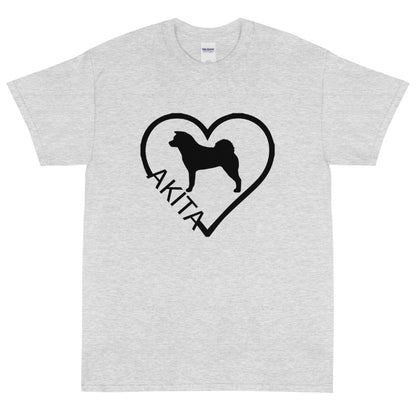 Akita Heart Block Text Unisex Gildan 2000 Short Sleeve T-Shirt - WagALotBowWow