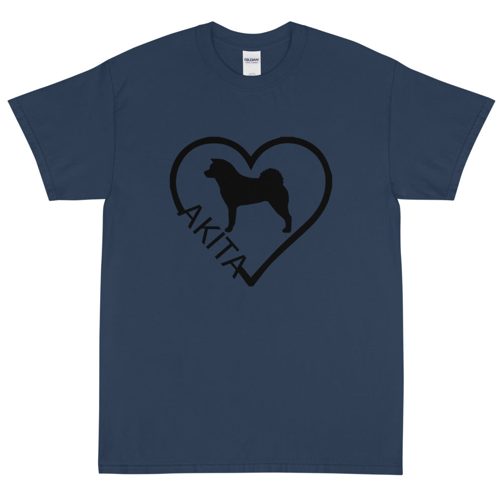Akita Heart Block Text Unisex Gildan 2000 Short Sleeve T-Shirt - WagALotBowWow