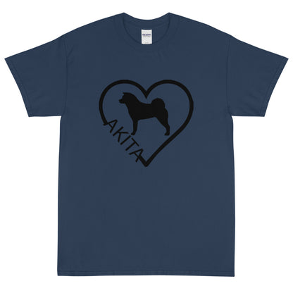 Akita Heart Block Text Unisex Gildan 2000 Short Sleeve T-Shirt - WagALotBowWow