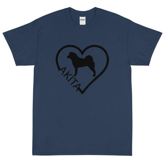 Akita Heart Block Text Unisex Gildan 2000 Short Sleeve T-Shirt - WagALotBowWow