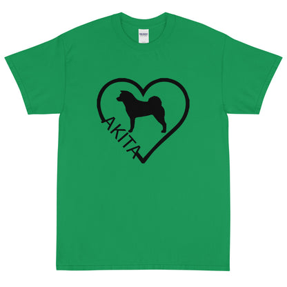 Akita Heart Block Text Unisex Gildan 2000 Short Sleeve T-Shirt - WagALotBowWow