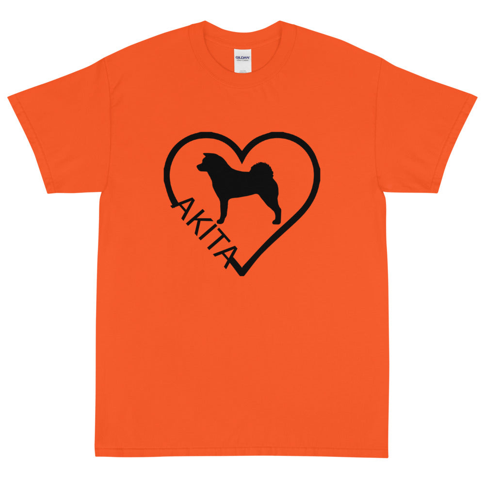 Akita Heart Block Text Unisex Gildan 2000 Short Sleeve T-Shirt - WagALotBowWow