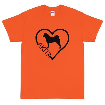 Akita Heart Block Text Unisex Gildan 2000 Short Sleeve T-Shirt - WagALotBowWow