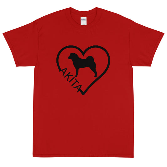 Akita Heart Block Text Unisex Gildan 2000 Short Sleeve T-Shirt - WagALotBowWow
