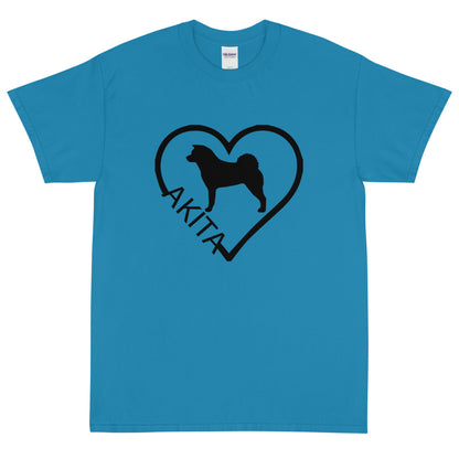 Akita Heart Block Text Unisex Gildan 2000 Short Sleeve T-Shirt - WagALotBowWow