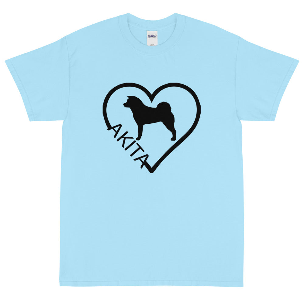 Akita Heart Block Text Unisex Gildan 2000 Short Sleeve T-Shirt - WagALotBowWow