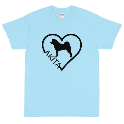 Akita Heart Block Text Unisex Gildan 2000 Short Sleeve T-Shirt - WagALotBowWow