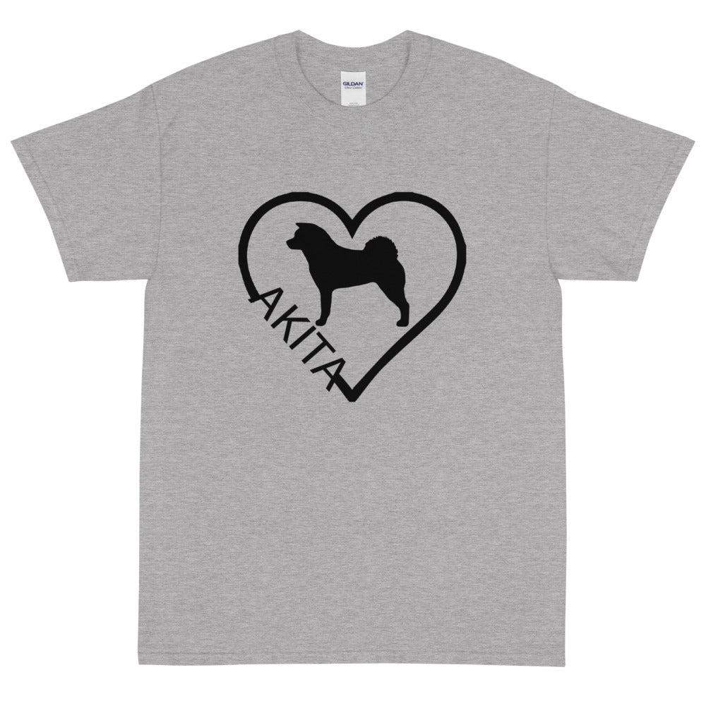 Akita Heart Block Text Unisex Gildan 2000 Short Sleeve T-Shirt - WagALotBowWow