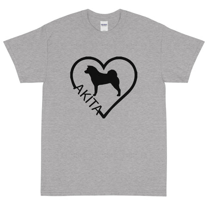 Akita Heart Block Text Unisex Gildan 2000 Short Sleeve T-Shirt - WagALotBowWow