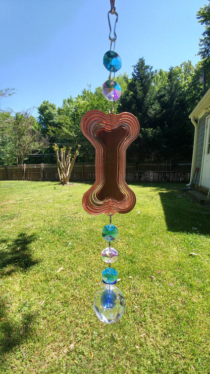 Mini Bone/Paw Wind Spinner with Jewels - WagALotBowWow