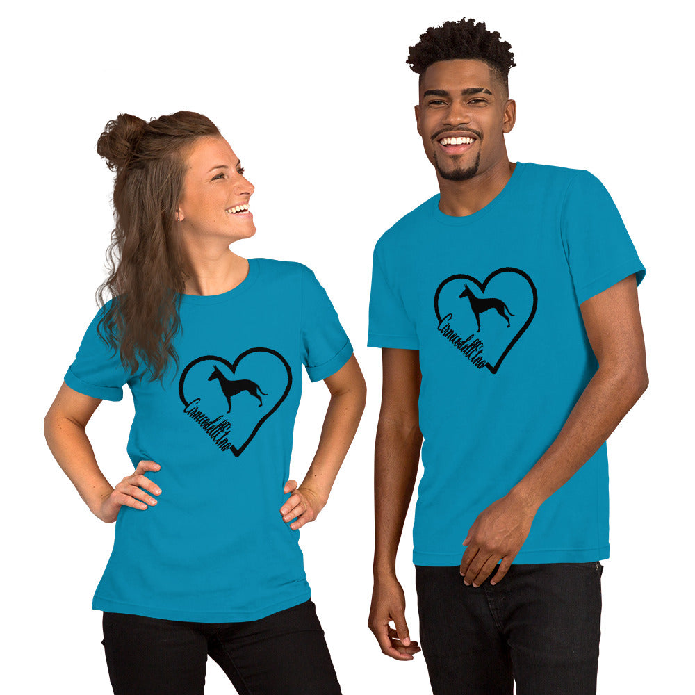 Cirneco dell' Etna Heart Short-Sleeve Unisex T-Shirt - WagALotBowWow