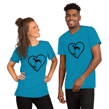 Cirneco dell' Etna Heart Short-Sleeve Unisex T-Shirt - WagALotBowWow