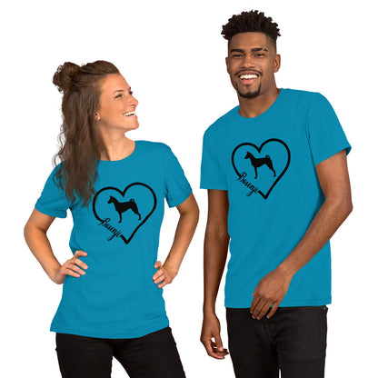 Basenji Heart Silhouette Short-Sleeve Unisex T-Shirt - WagALotBowWow