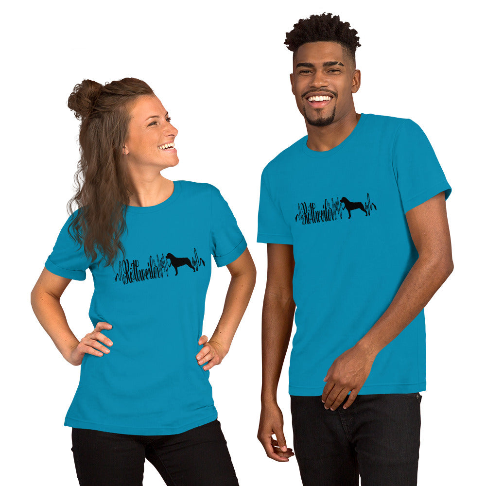 Rottweiler Heartbeat Silhouette Short-Sleeve Unisex T-Shirt - WagALotBowWow