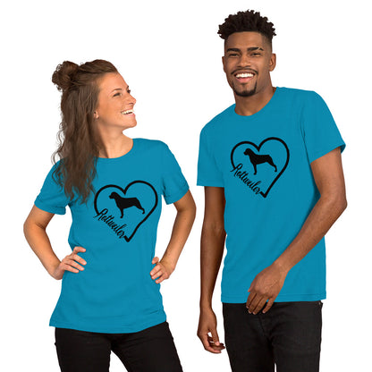 Rottweiler Heart Silhouette Short-Sleeve Unisex T-Shirt - WagALotBowWow