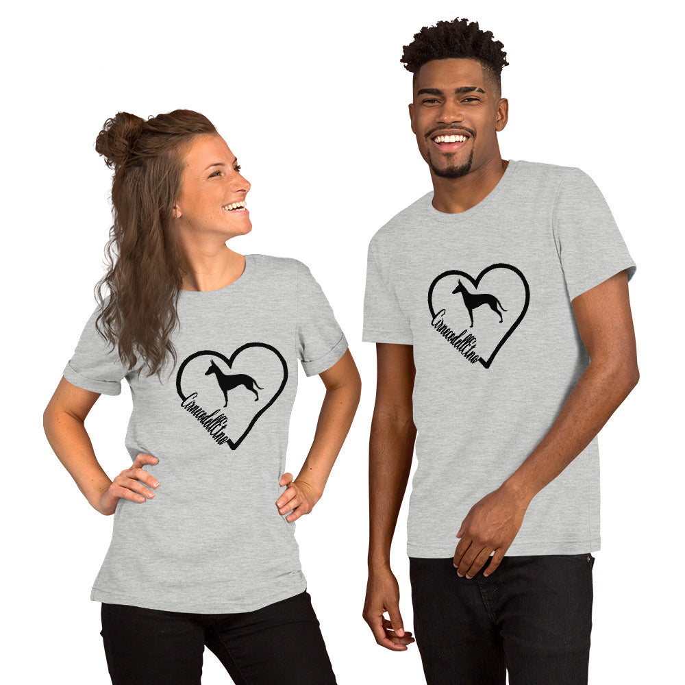 Cirneco dell' Etna Heart Short-Sleeve Unisex T-Shirt - WagALotBowWow