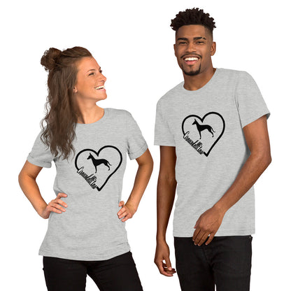 Cirneco dell' Etna Heart Short-Sleeve Unisex T-Shirt - WagALotBowWow