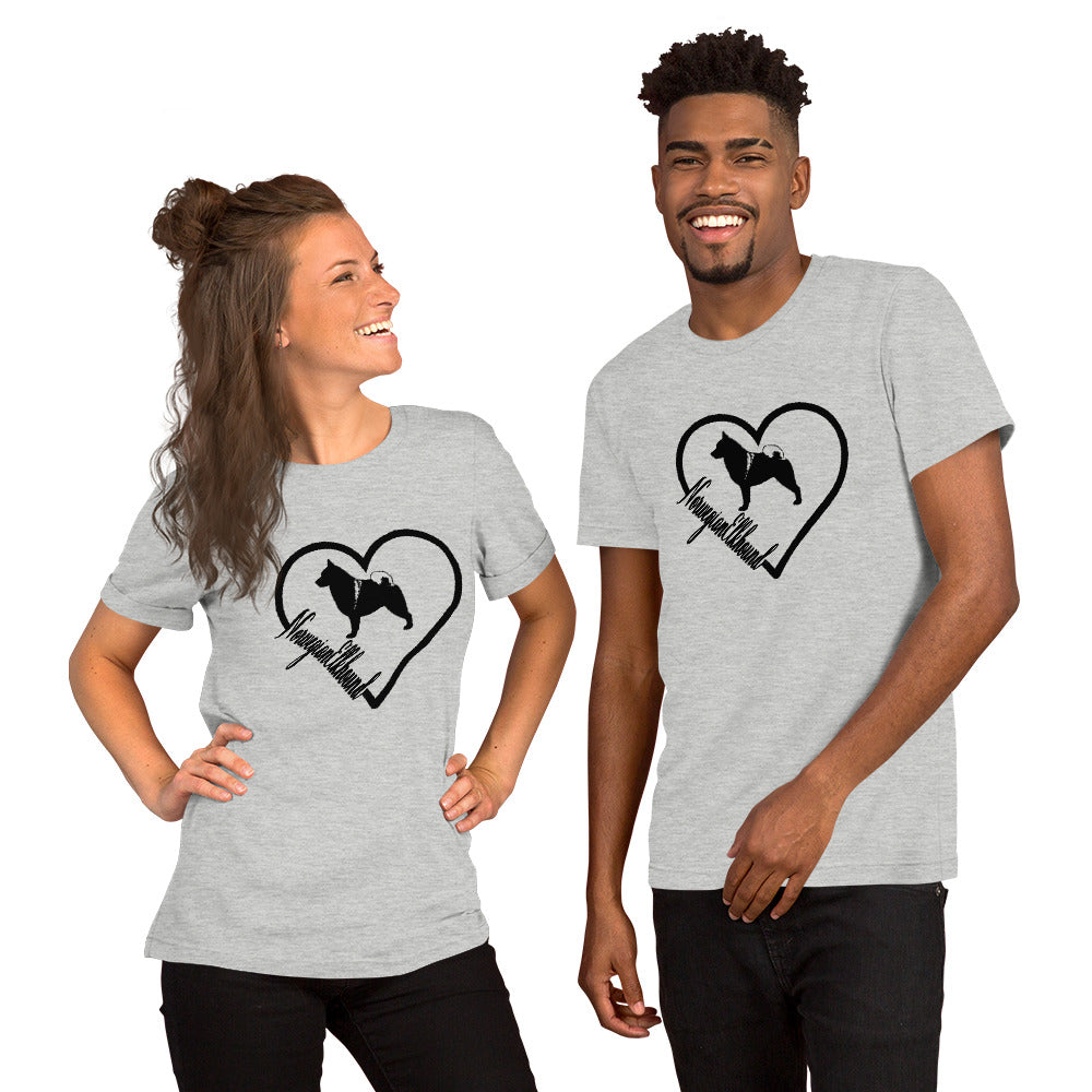 Norwegian Elkhound Heart Short-Sleeve Unisex T-Shirt - WagALotBowWow