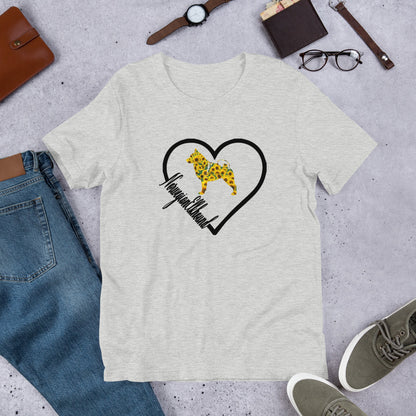 Norwegian Elkhound Heart Sunflower Short-Sleeve Unisex T-Shirt - WagALotBowWow