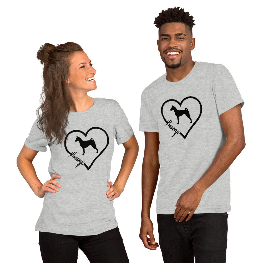 Basenji Heart Silhouette Short-Sleeve Unisex T-Shirt - WagALotBowWow