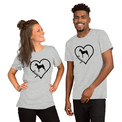 Basenji Heart Silhouette Short-Sleeve Unisex T-Shirt - WagALotBowWow